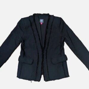 Vince Camuto Black Tweed Women's Blazer with Fringed Edges Size Small